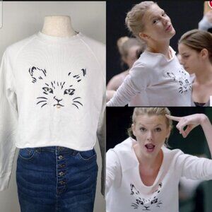 ASO Taylor Swift Cat White Sweatshirt Size M Shake It Off Video Screen Accurate